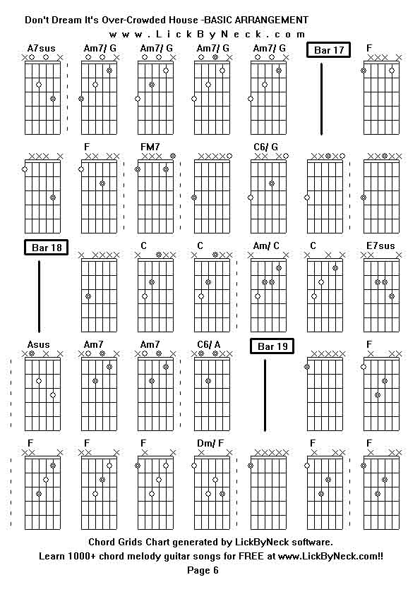 Chord Grids Chart of chord melody fingerstyle guitar song-Don't Dream It's Over-Crowded House -BASIC ARRANGEMENT,generated by LickByNeck software.